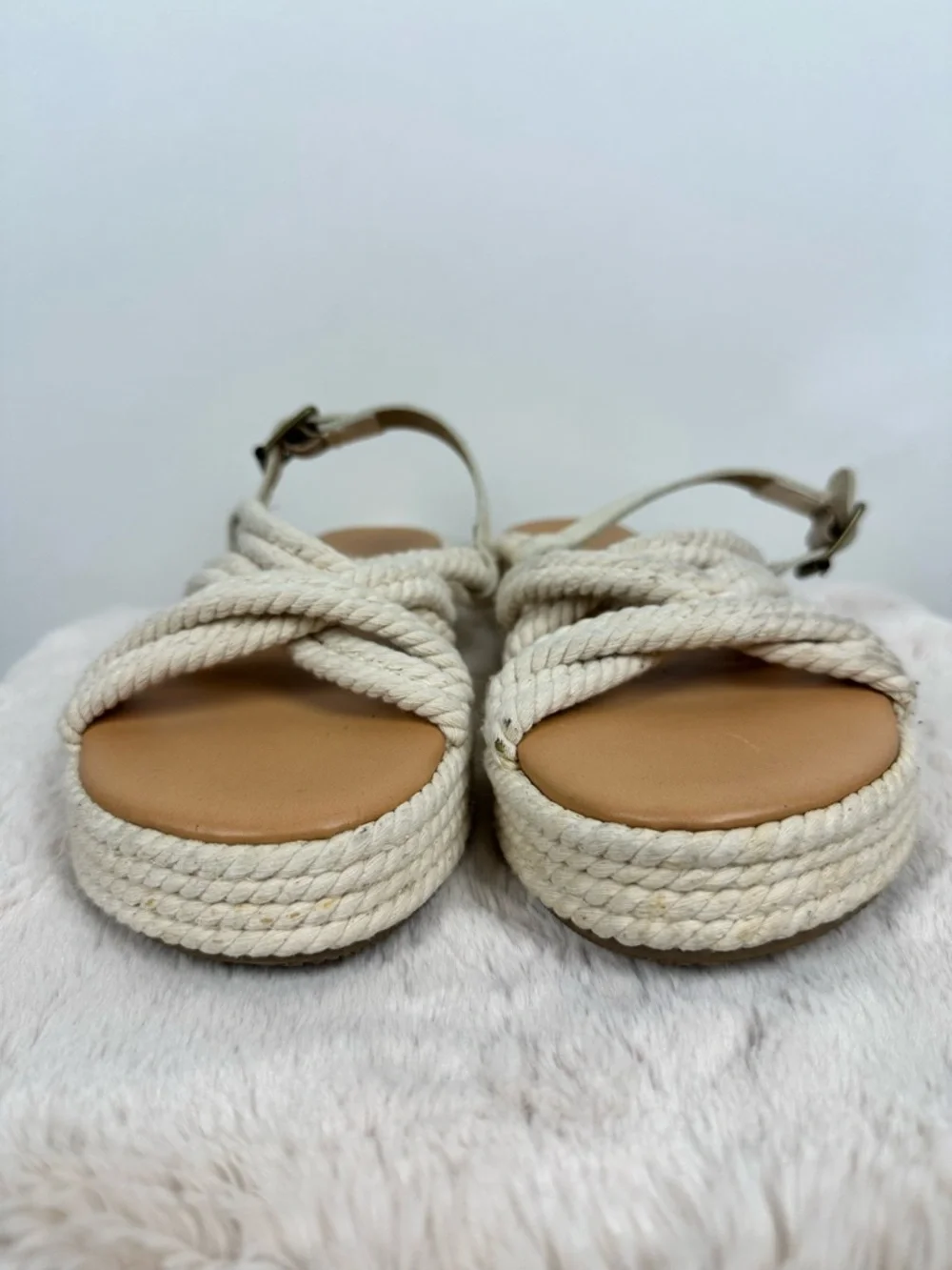 American Eagle Rope Espadrille Sandel Flat Boho Coastal Summer Slingback Sz 8